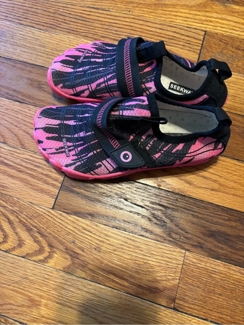 Kids' Pink and Black Water Shoes - Easy-On Strap